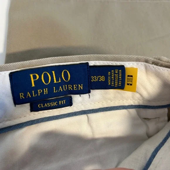 Ralph Lauren the polo chino classic fit men's tan khaki pants cotton twill 33/30 - Picture 3 of 10